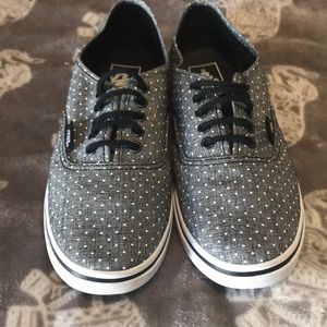Gray and white Vans